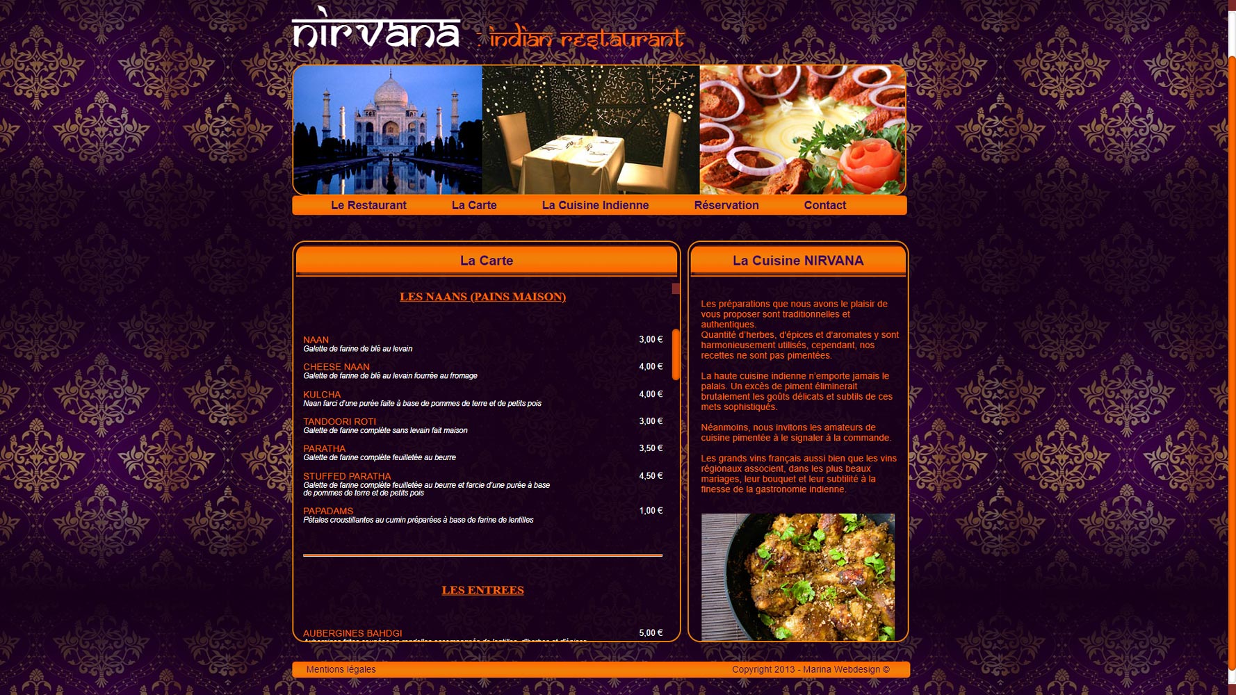 Webmaster restaurant indien